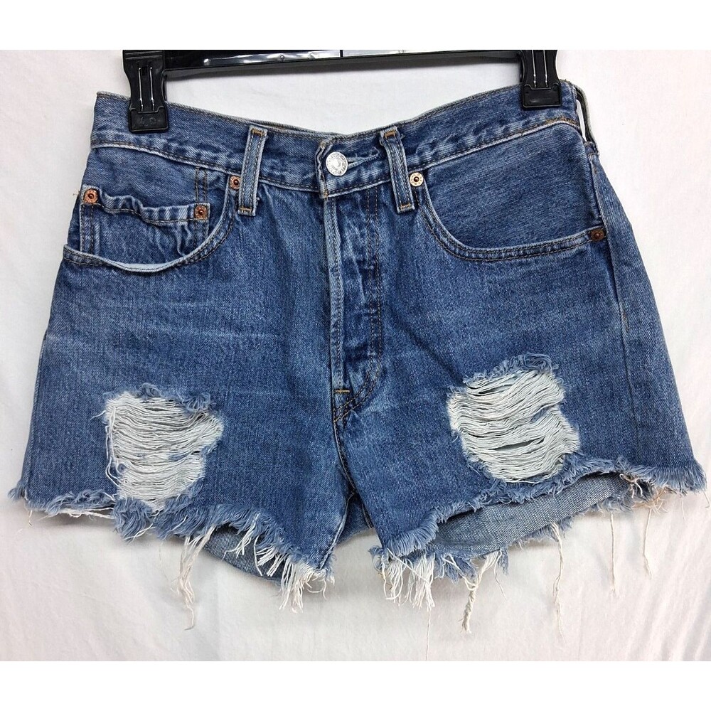 Levi's Distressed Blue Denim Jean Shorts